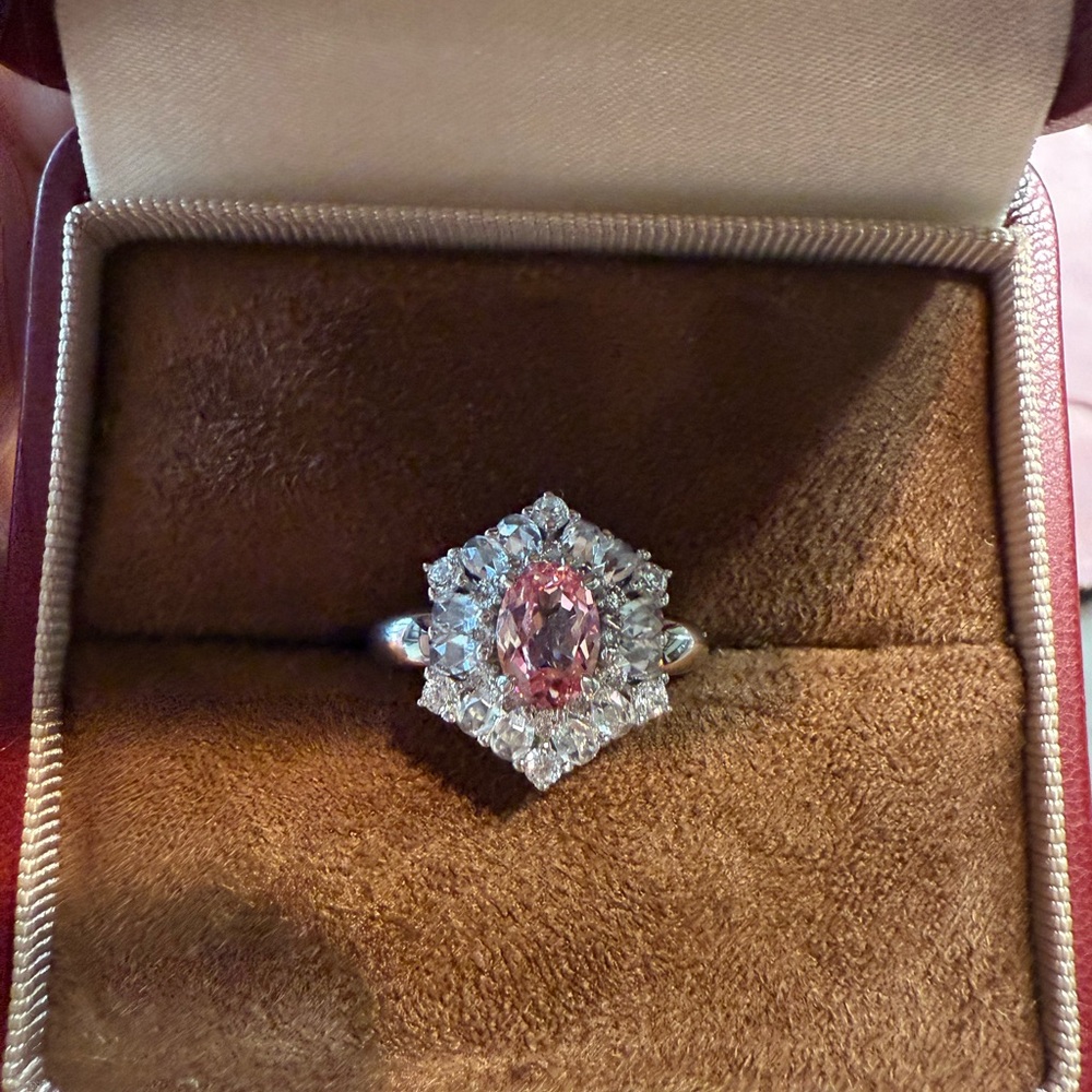 LAb grown diamonds and Padparadscha Ring